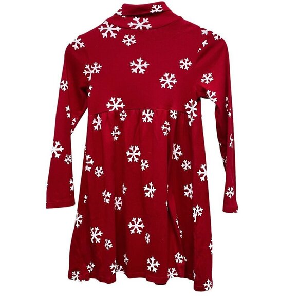 Gymboree Girls Holiday Dress Size 9  Red Snowflake Long Sleeve Cotton Turtleneck - Picture 5 of 8
